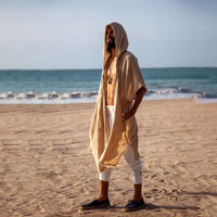 Hooded Sun-Protective Beach Shirt Mens Resort Cape