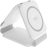 Magnetic 3-in-1 Foldable Phone Stand with USB Power - Adjustable Desk Holder for Hands-Free Use