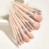 11-Piece Christian Makeup Brush Set - Elegant Wooden Handles & Gift-Ready Pink Bag