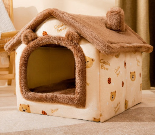 Foldable Winter Pet House – Warm Enclosed Dog & Cat Bed with Soft Plush Interior What Else You Got?