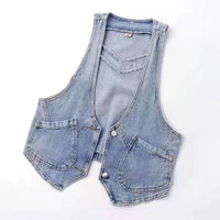 Trendy Korean Denim Vest Jacket – Lightweight Hooded Layering Outerwear for Women