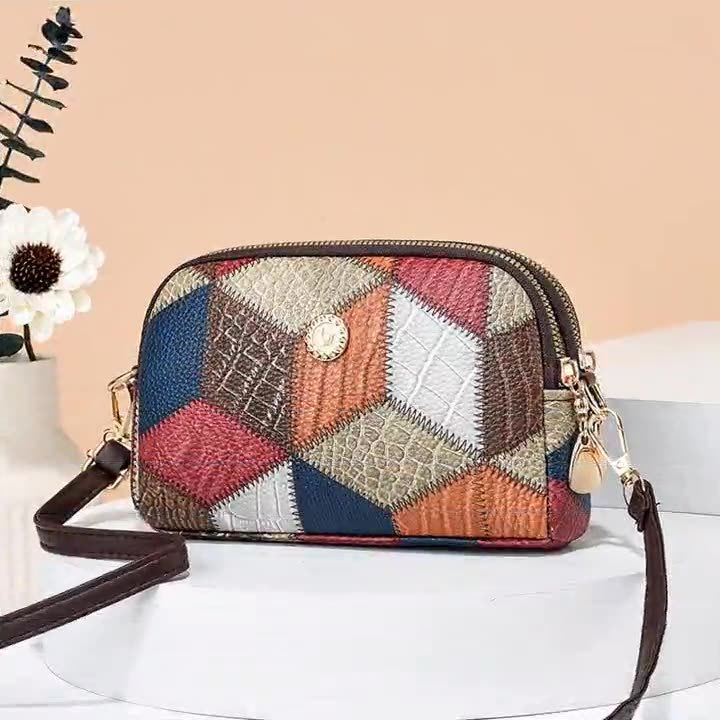 Color‑Block Patchwork Crossbody Bag – Streetwear PU Shoulder Bag with Dual Zippers What Else You Got?