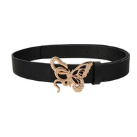 Men's Punk Snake & Butterfly Buckle Leather Belt - Edgy Rock Style Waist Belt