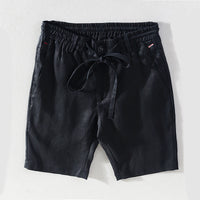 Men's Linen Shorts — Straight Fit Mid-Waist | Grey, Black & Hemp