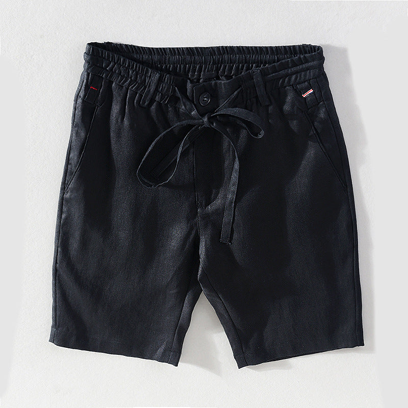 Straight Shorts Men's Comfortable Linen Mid-waist Solid Color Overalls Shorts What Else You Got?