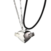 Heart-Shaped Love Necklace 2-Pack - Personalized Valentine's Day Jewelry for Him & Her - Cross Chain Alloy Pendant