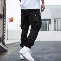 Versatile Multi-Pocket Cargo Pants for Men - Comfortable Streetwear with Drawstring Waist