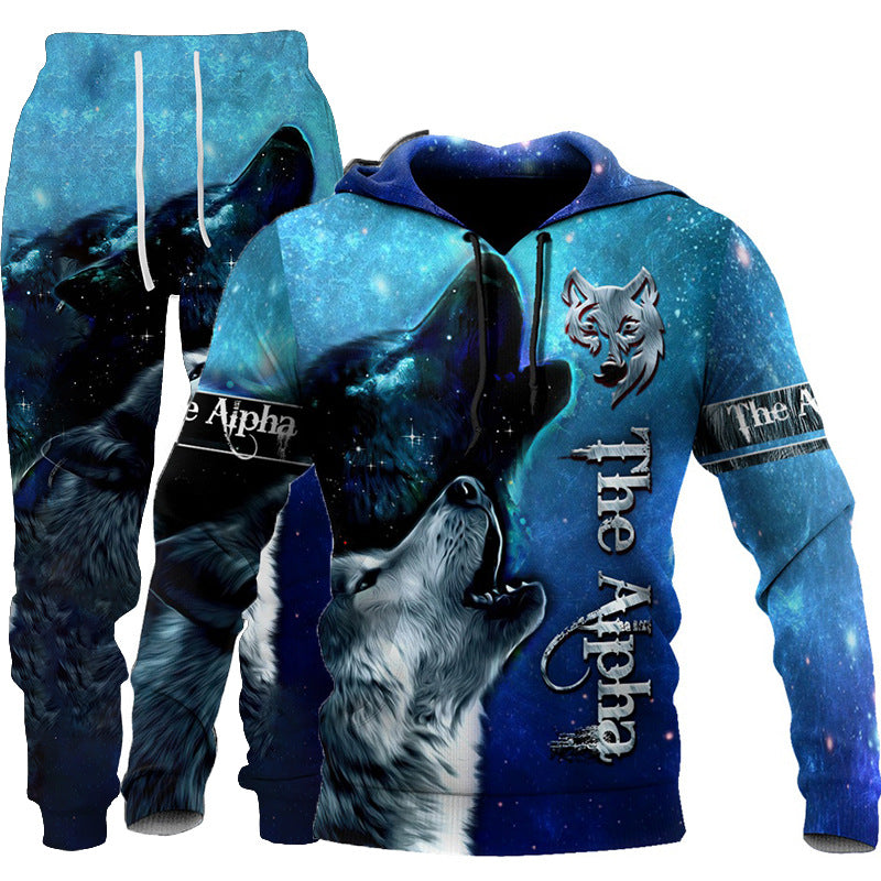 3D Wolf Print Tracksuit – Hooded Two‑Piece Jogging Set (Spring/Autumn Sportswear) What Else You Got?
