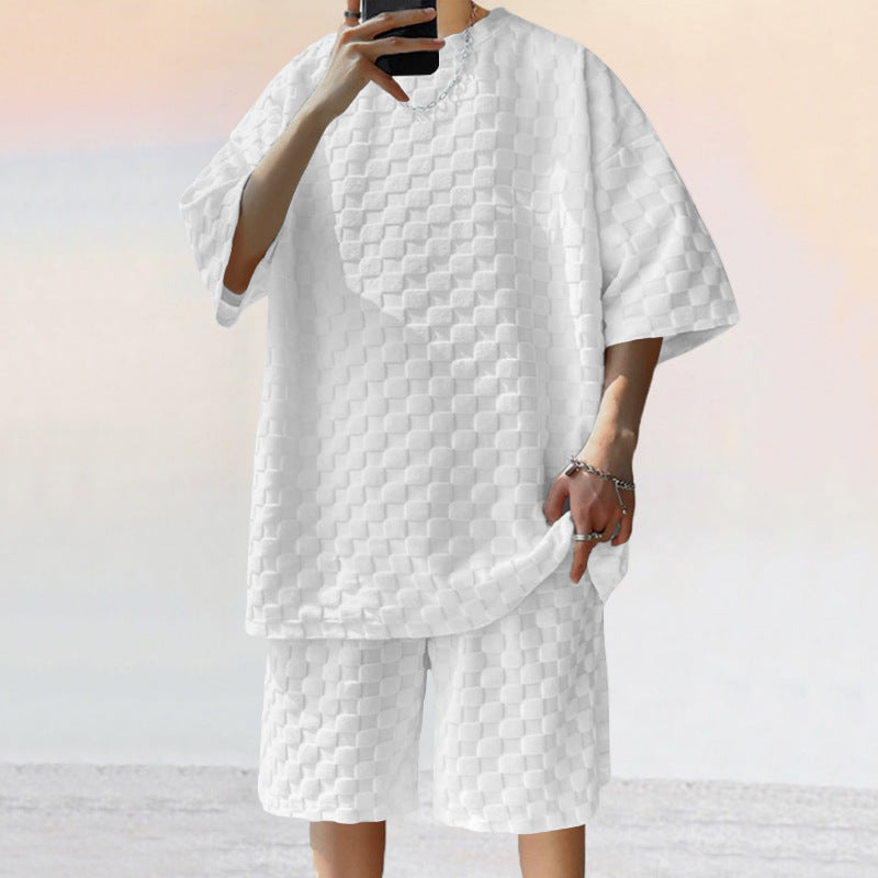 Jacquard Plaid Loose Straight Casual Shorts Suit What Else You Got?