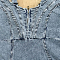 U-Neck Suspender Denim Dress – Modern Slim Fit Summer Slit Dress