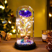 Romantic Eternal Rose LED Light Foil Flower Night Lamp - Christian Valentine Gift Decor