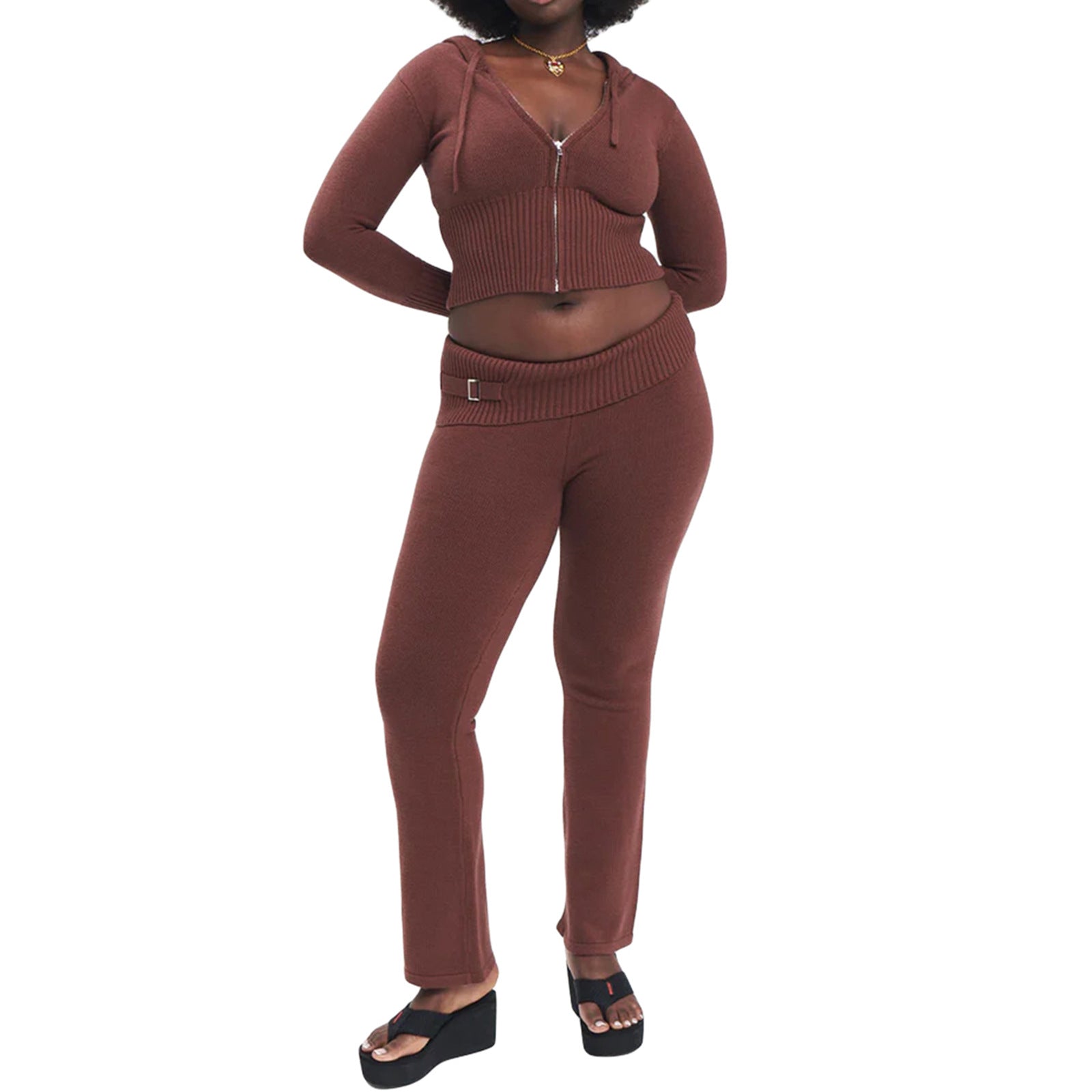 Hoodie Suit Sports Leisure Sexy Zip Long Sleeve Sweater And High Waist Long Pants Set Women's Clothing What Else You Got?