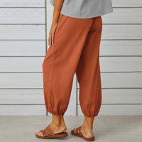 Elegant Christian Women's Drawstring Pants - Comfortable Cotton & Linen Trousers with Pockets & Buttons
