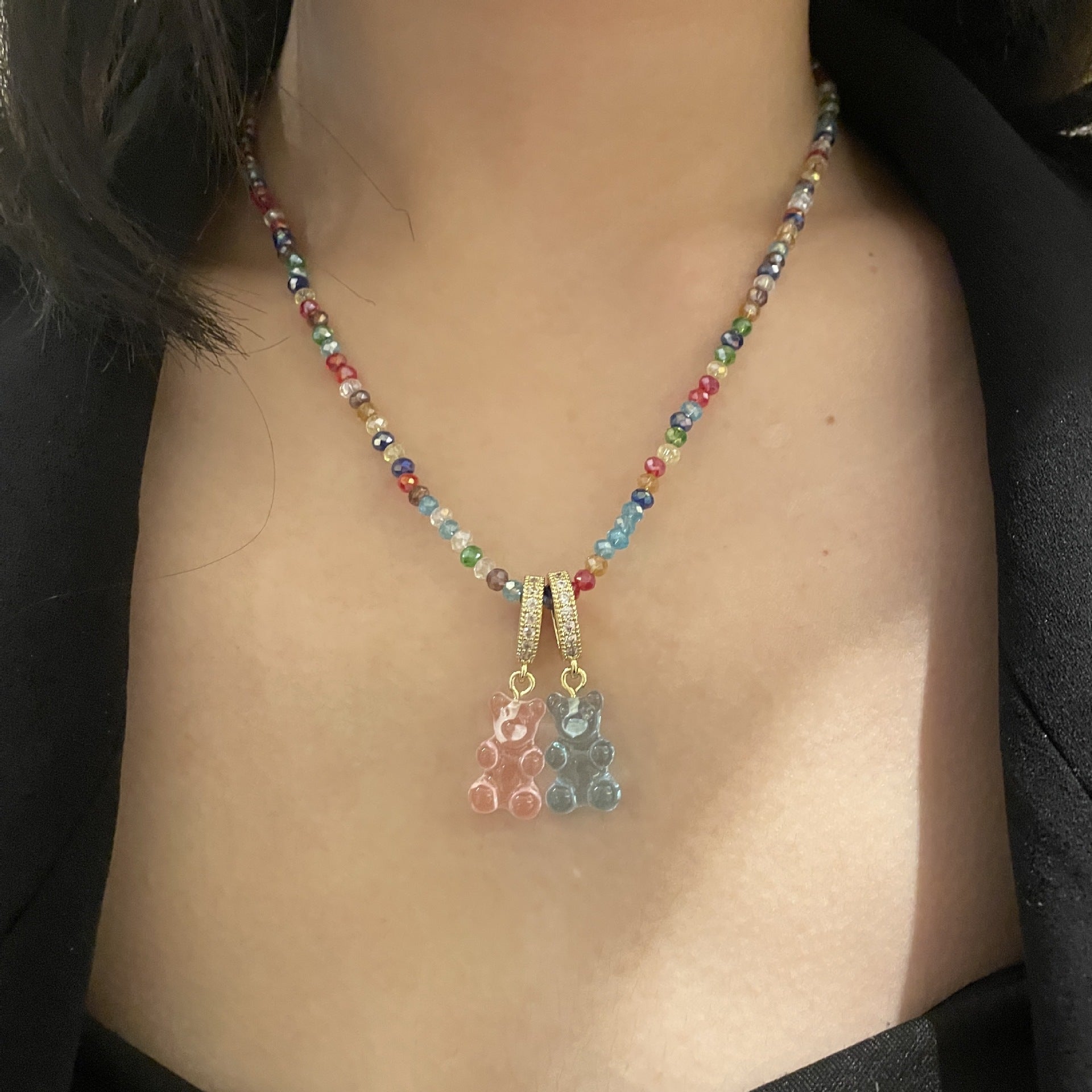 Colorful Beaded Candy Jelly Bear Necklace What Else You Got?