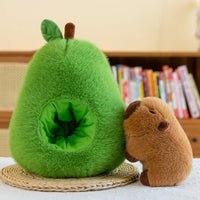 Adorable Capybara & Avocado Plush Pillow – Soft Stuffed Animal Cushion Gift for Kids & Animal Lovers