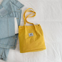 Corduroy Bucket Bag with Laptop Sleeve – Artistic Streetwear Shoulder Tote
