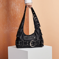 Large PU Leather Underarm Tote Bag – Vintage Shoulder Handbag for Everyday Use