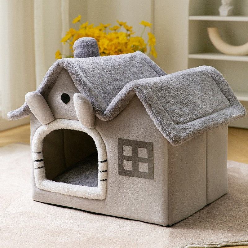 Foldable Winter Pet House – Warm Enclosed Dog & Cat Bed with Soft Plush Interior What Else You Got?