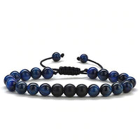 Tiger Eye & Black Agate Couple Bracelets – Matching Natural Stone Jewelry for Couples