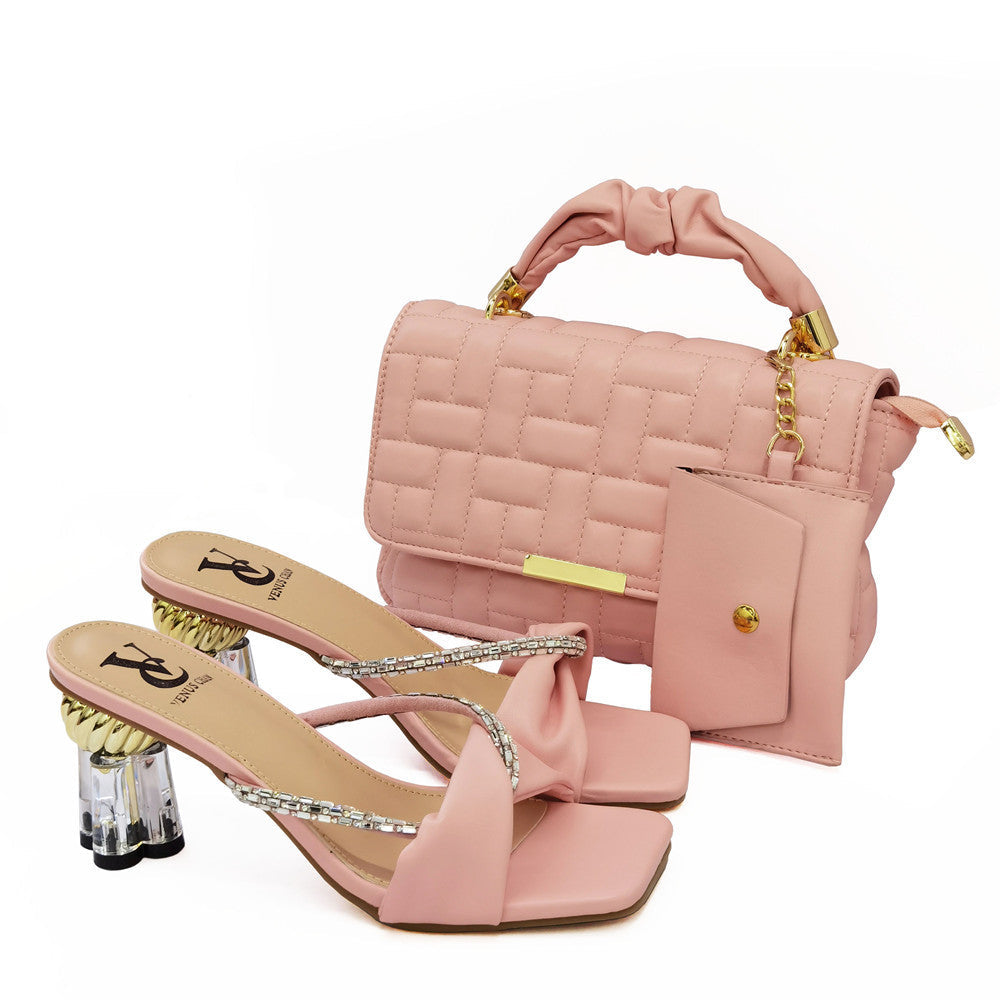 Crossbody Bag with Small Card Bag & Cross-Strap High-Heeled Sandals What Else You Got?