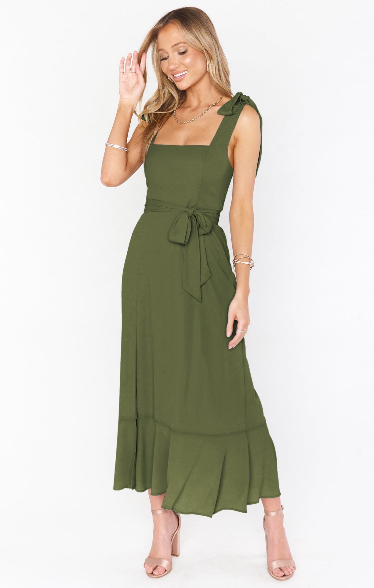 Temperament Suspender Split Dress With Lace-up Design Fashion Summer Ruffled Beach Dresses For Women What Else You Got?