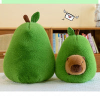 Adorable Capybara & Avocado Plush Pillow – Soft Stuffed Animal Cushion Gift for Kids & Animal Lovers