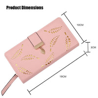 Leaf Hollow-Out Long Wallet Clutch – Wristlet Handbag with Card Slots for Women