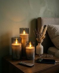 LED Flameless Candle with Remote – Realistic Swinging Flame & Glass Design