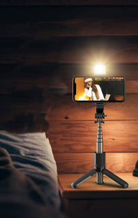 Extendable Phone Tripod Stand – 680 mm Aluminum Selfie Stick with Bluetooth & LED Light