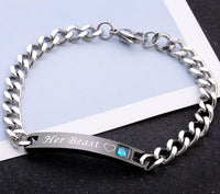 His Queen Her King Couple Bracelet Set – Black Rose Gold Crystal Chain Matching Jewelry for Couples