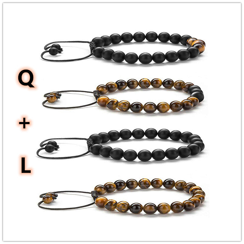 Tiger Eye Couple Bracelets – Matte Black Agate Beads What Else You Got?