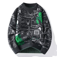 Mens Casual Crew-neck Fashionable Versatile Knit Sweater