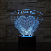 Romantic 3D Hands Holding Love Night Light - Perfect Valentine's Day Gift