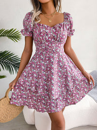 Graceful Bloom Floral Summer Dress - Elegant A-Line Floral Print Dress for Women