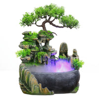 Zen Desk Fountain & Humidifier – Mini Rockery Water Feature with Optional Mist for Home & Office