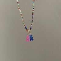 Y2K Rhinestone Gummy Bear Necklace – Candy Beaded Statement Jewelry
