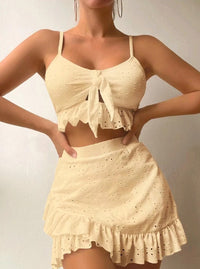 Graceful & Modest 3-Piece Swim Set with Ruffle Design - Summer Beachwear for Women