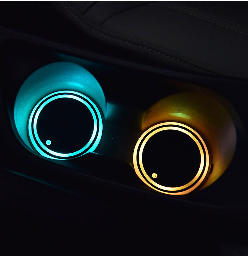 Colorful Cup Holder LED Light-up Coaster Solar & USB Charging Non-slip Coaster Ambient Light For Car Automatically What Else You Got?