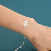 Glow-in-the-Dark Silver Brass Lotus Drop Oil Bracelet - Faith-Inspired Jewelry