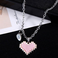 Magnetic Heart Mosaic Couples Necklace Set – Matching Pendants for Him & Her | Christian Gift Idea