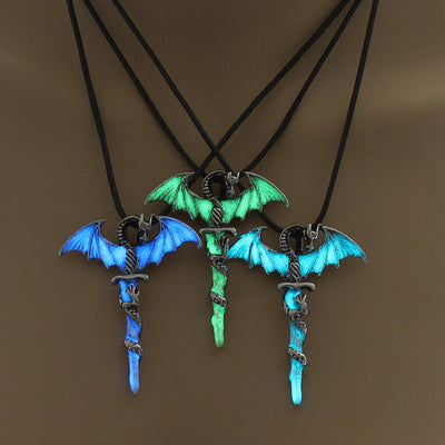 Glow-in-the-Dark Dragon Hip-Hop Necklace - Halloween Christian Jewelry