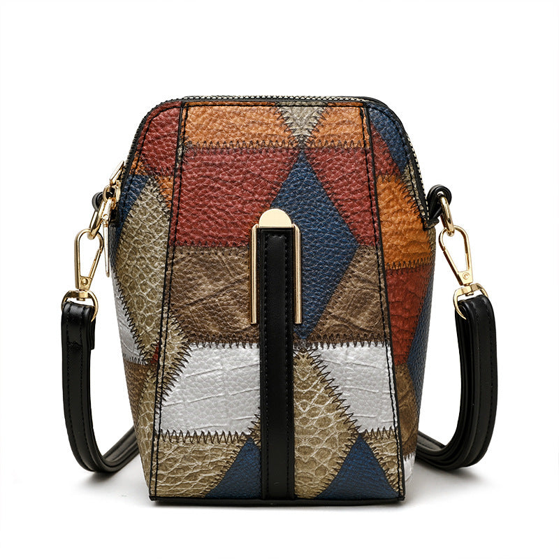 Street Stitch Soft PU Shoulder Bag – Irregular Blue Pattern, Lightweight Daily Carry What Else You Got?