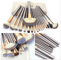 Champagne Luxe Makeup Brush Set - 12/18/24 Piece Rice White Bristle with Elegant Handles