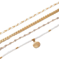 Bohemian Woven Rope Foot Chain Anklet Set - Stylish Geometric Alloy Beads Ankle Jewelry for Men & Women