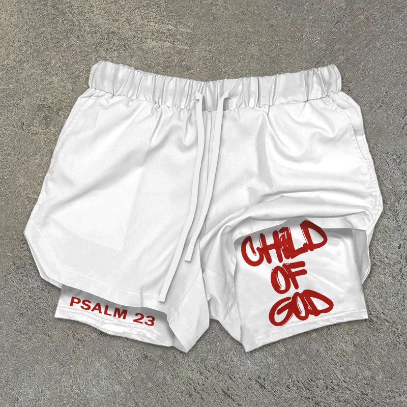 Child Of God Print Double Layer Shorts What Else You Got?