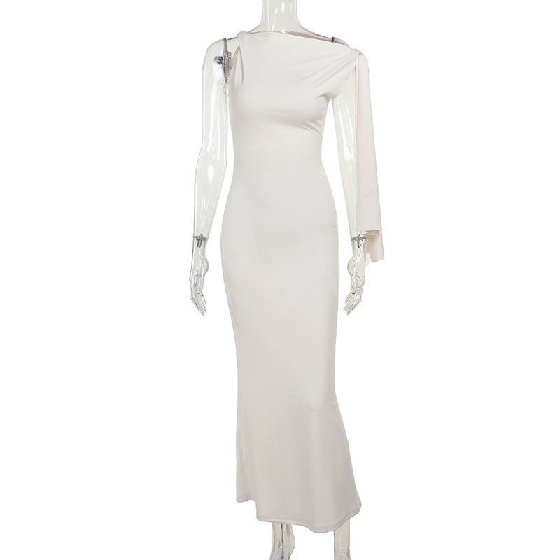 One‑Shoulder Ribbon Long Dress What Else You Got?