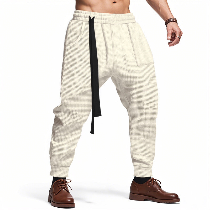 Men's Casual Pants Solid Waffle Male Hip Hop Streetwear Track Pants Joggers Trousers Fashion Harajuku Men Pants What Else You Got?