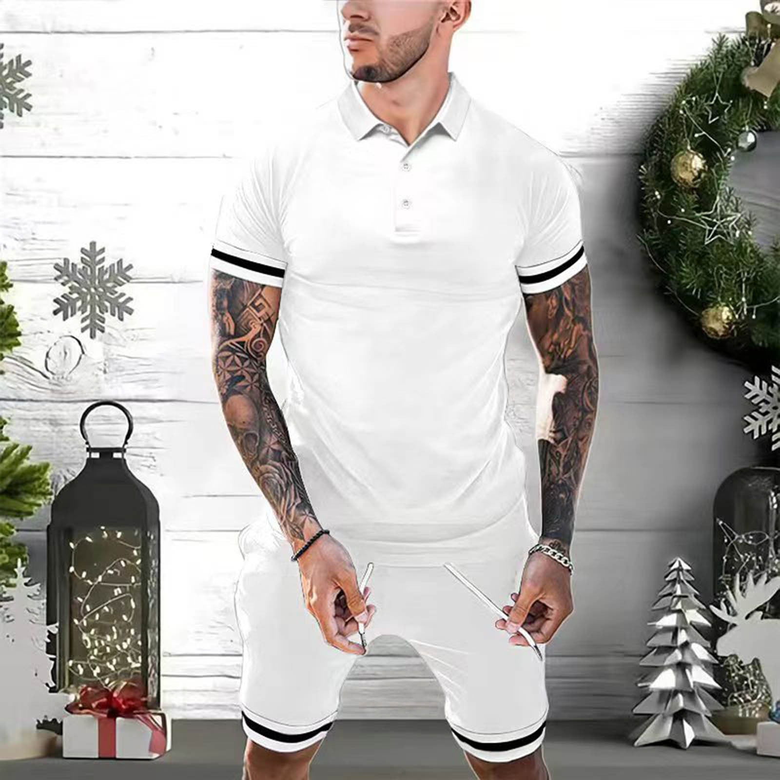 Mens Short Sets 2 Piece Outfits Polo Shirt Fashion Summer Tracksuits Casual Set Short Sleeve And Shorts Set For Men What Else You Got?