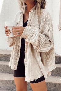 Elegant Women’s Button Shirt Jacket – Versatile Lapel Top for Modern Style