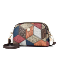 Patchwork Crossbody Bag – Trendy PU Shoulder Purse with Dual Zippers